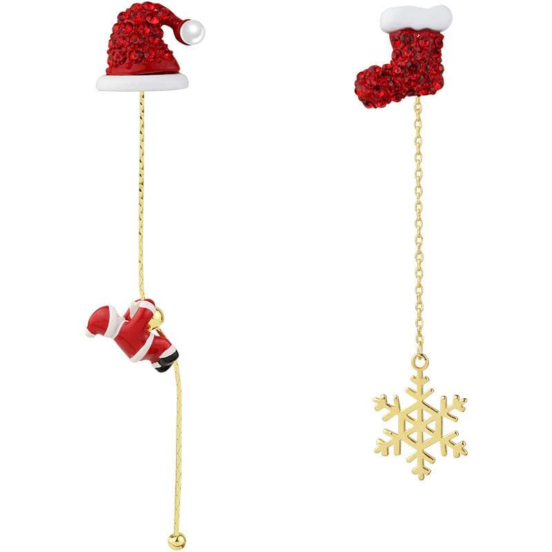 Asymmetrische Santa Oorbellen