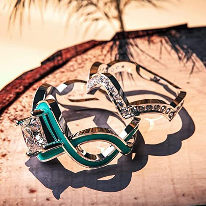 Turquoise Ocean Wave Ring