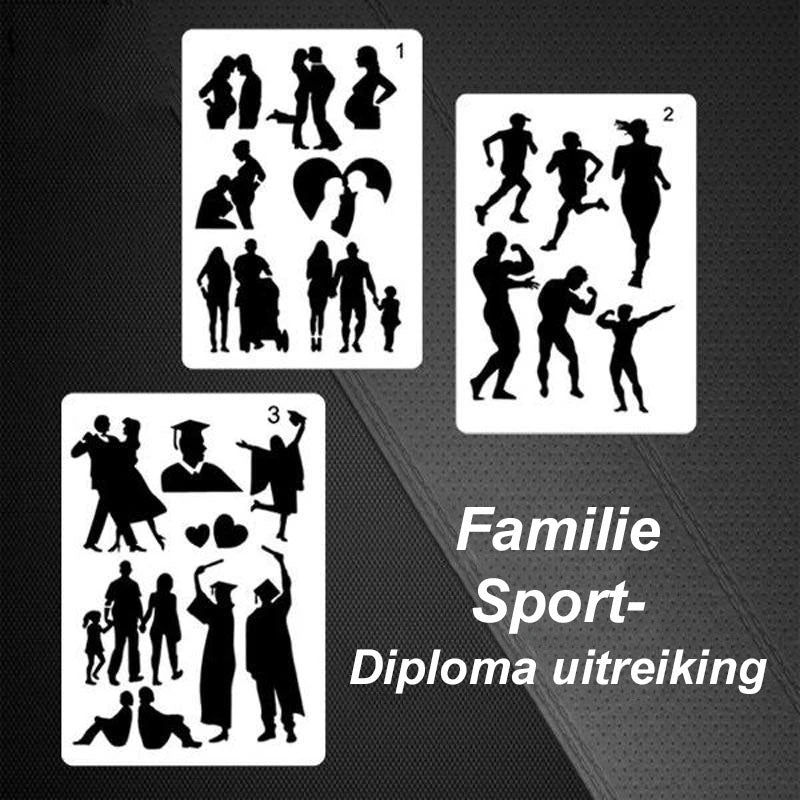 Sjablonen voor snel tekenen van stencilkunst (12 vellen / set)