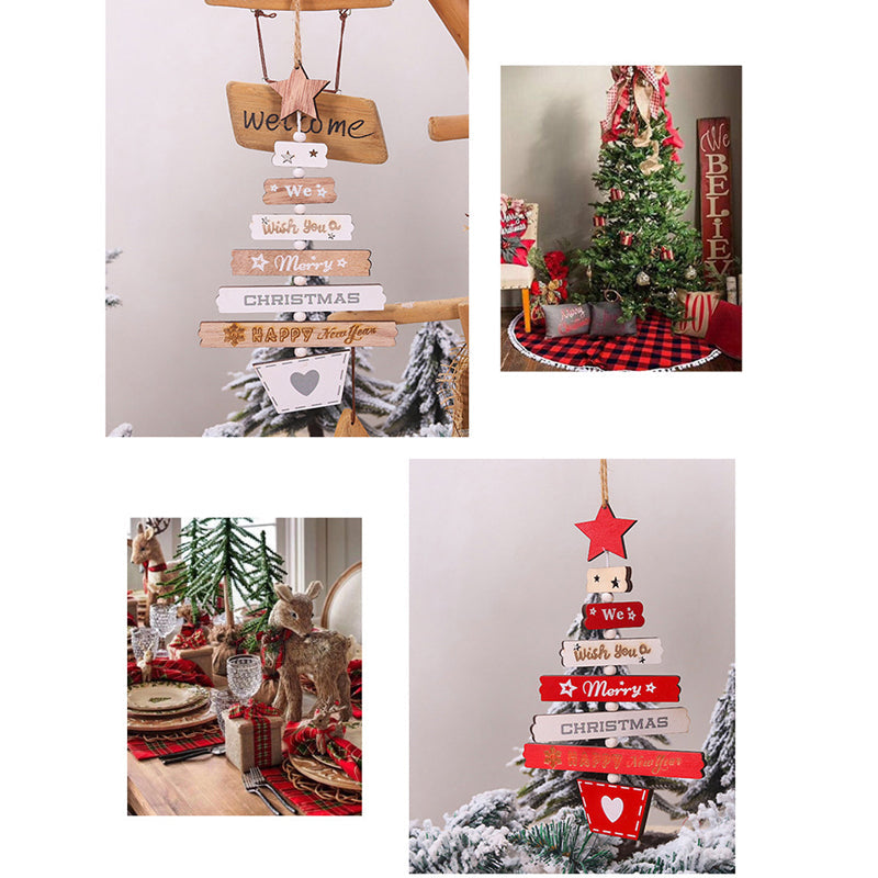 Kerstboom houten hangende decoratie