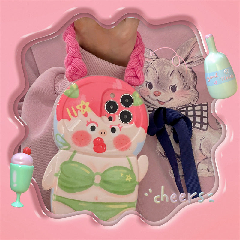 Grappige vlecht badpak telefoonhoesje