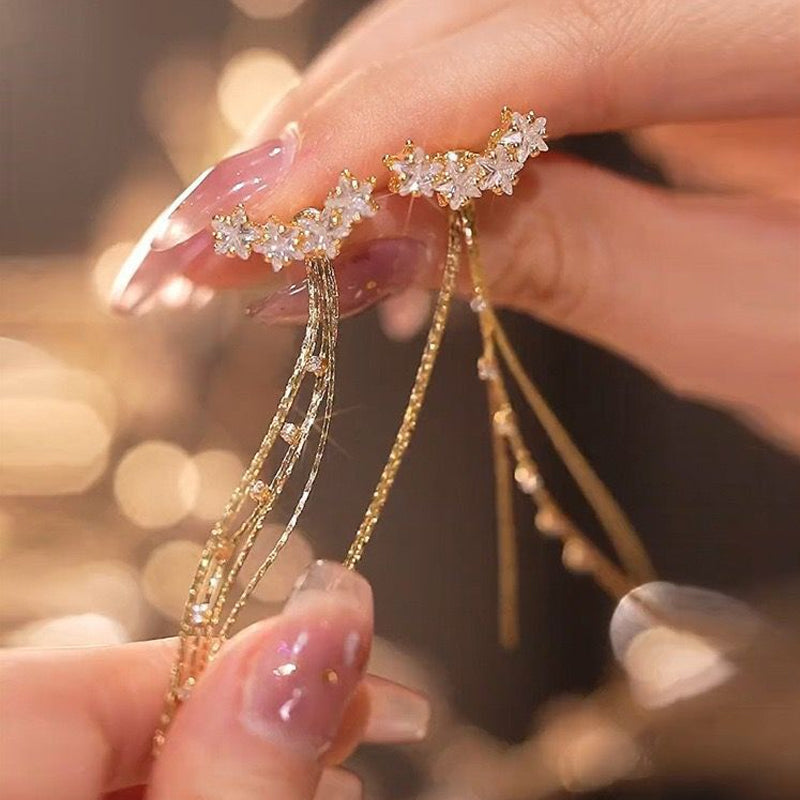 Zirkoon kwastje lange ketting oorbellen