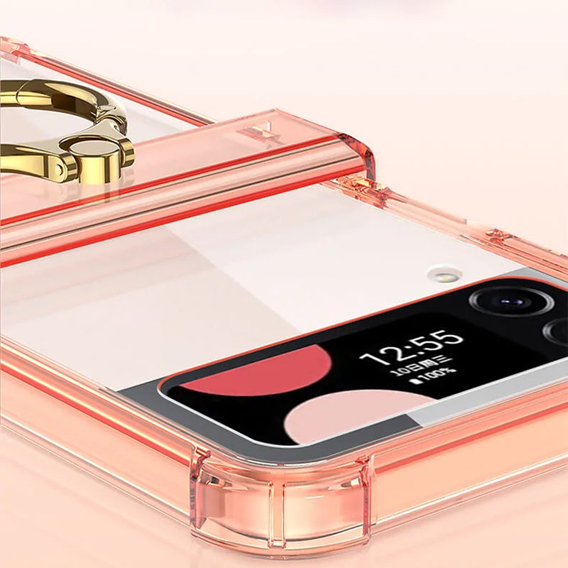 Zachte doorzichtige hoes met ring voor Samsung Galaxy Z Flip4