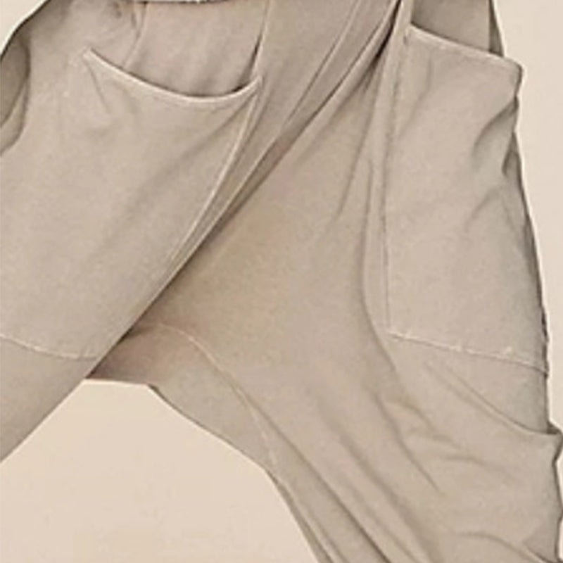 Effen Kleur Jumpsuit met V-hals en Slingzak
