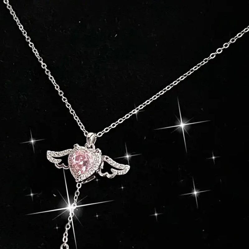 Roze engel vleugels ketting
