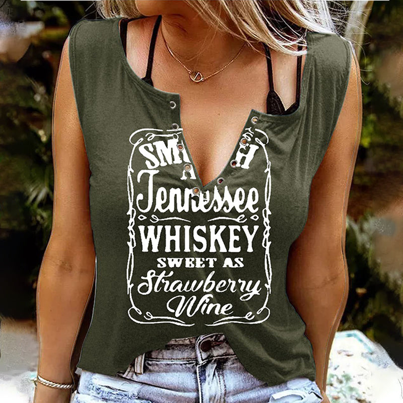 Mouwloze blouse met letterprint