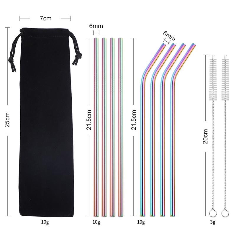 Veelkleurige herbruikbare roestvrijstalen rietjes