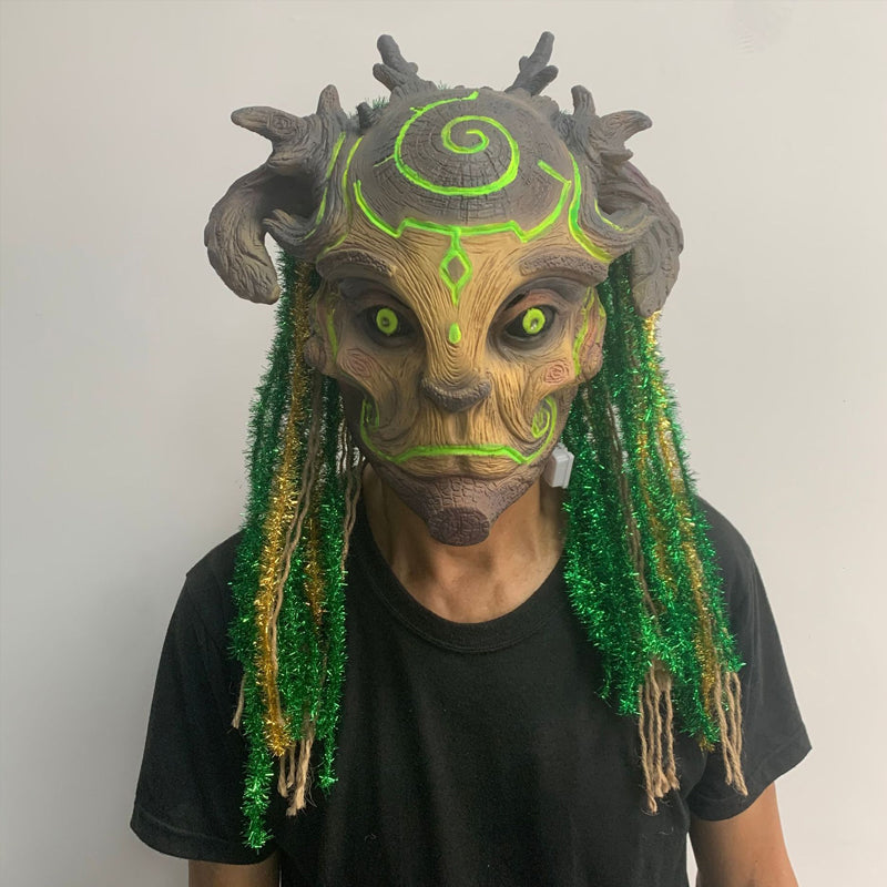 Forest Spirit Mask Halloween-Masker Met Groene Lichtogen
