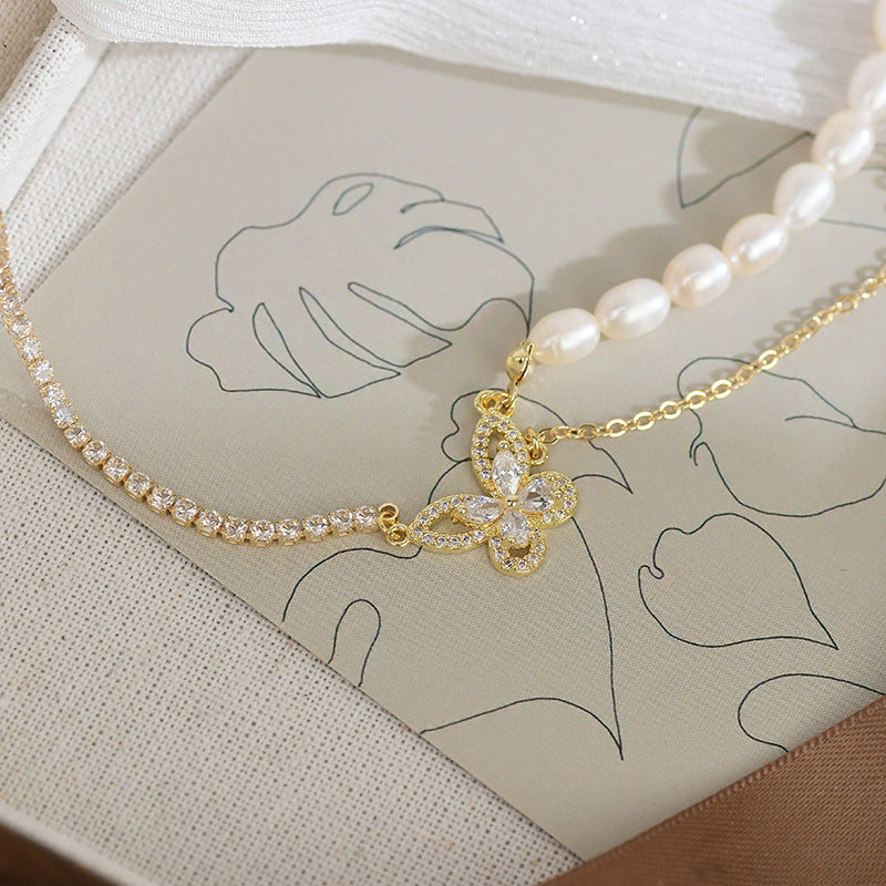 Parel vlinder paneel ketting