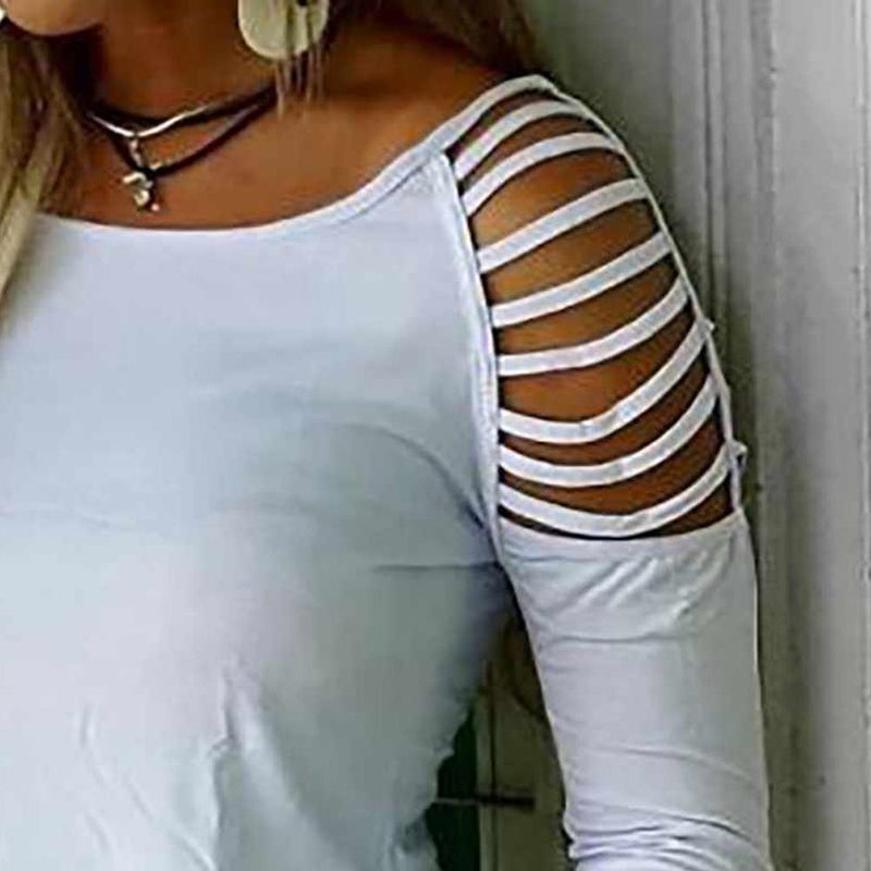 Halter nek ladder uitgesneden casual top