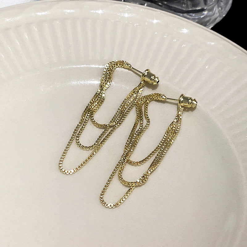 Zachte zilveren ketting kwast oorbellen