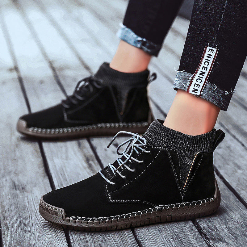 Handgestikte halfhoge heren schoenen