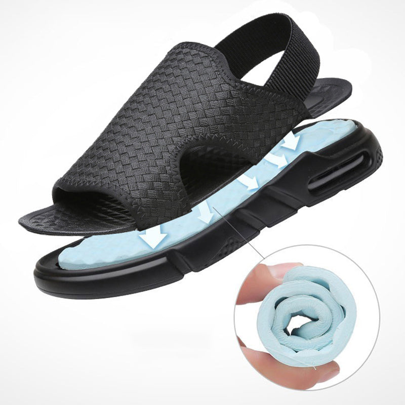 Luchtgeveerde, ademende strandsandalen