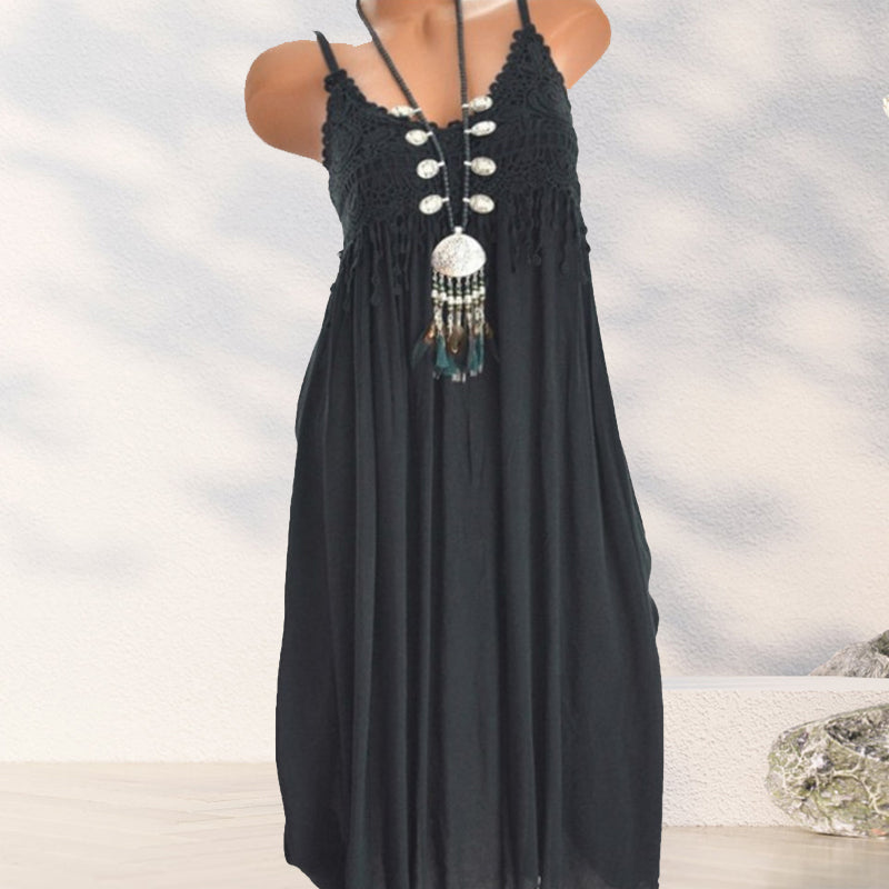 Hemdjurk in effen kleur met kant