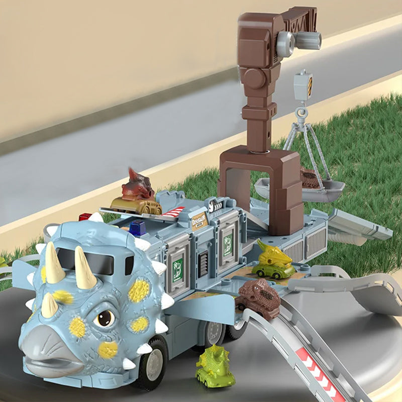 🦖Nieuwe dinosaurus transformerende technische vrachtwagenbaanspeelgoedset met licht en muziek
