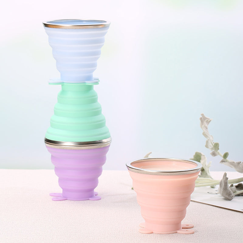 Siliconen opvouwbare waterbekers met deksels