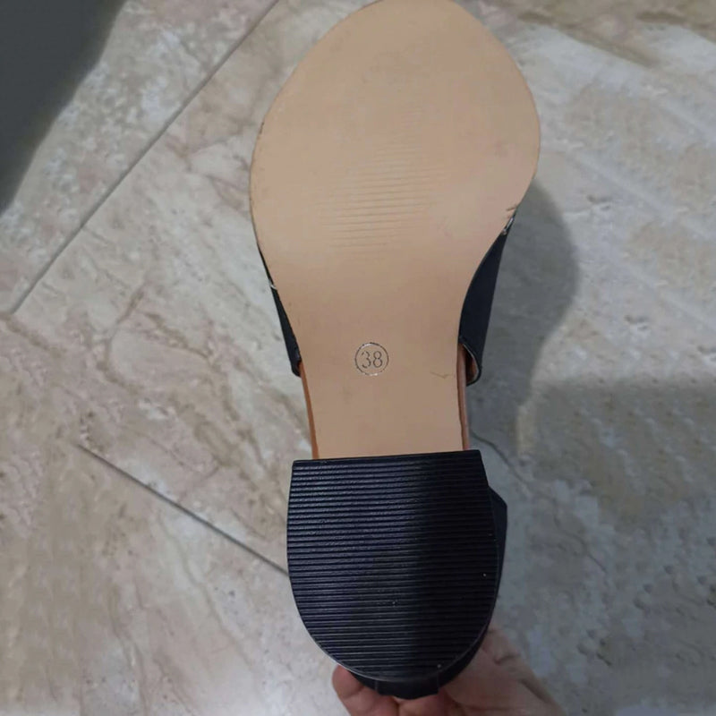 Hoge Romeinse sandalen met dikke hak en peeptoe