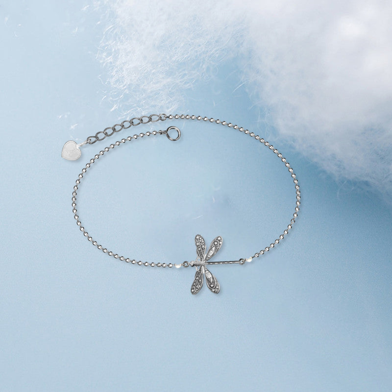 Dragonfly enkelbandje met parel