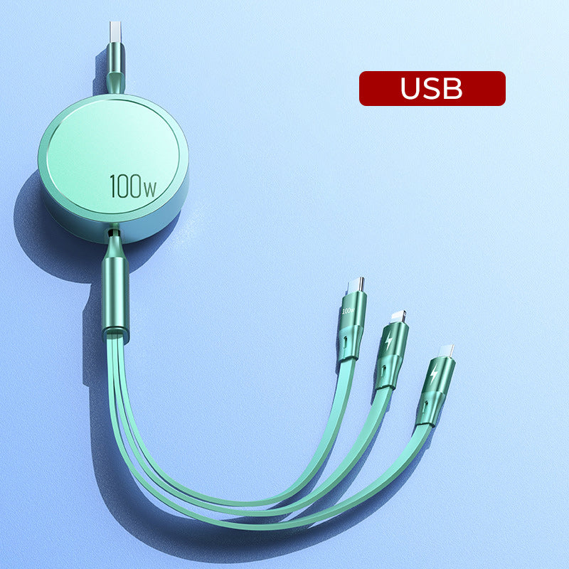 Intrekbare drie-in-één datakabel