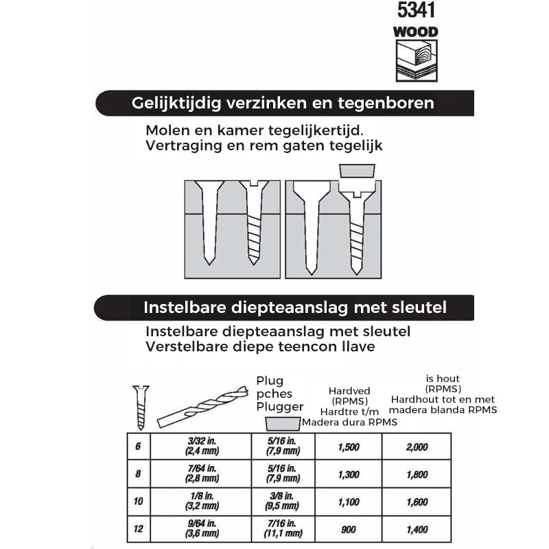 Verzinkboren (set van 5)