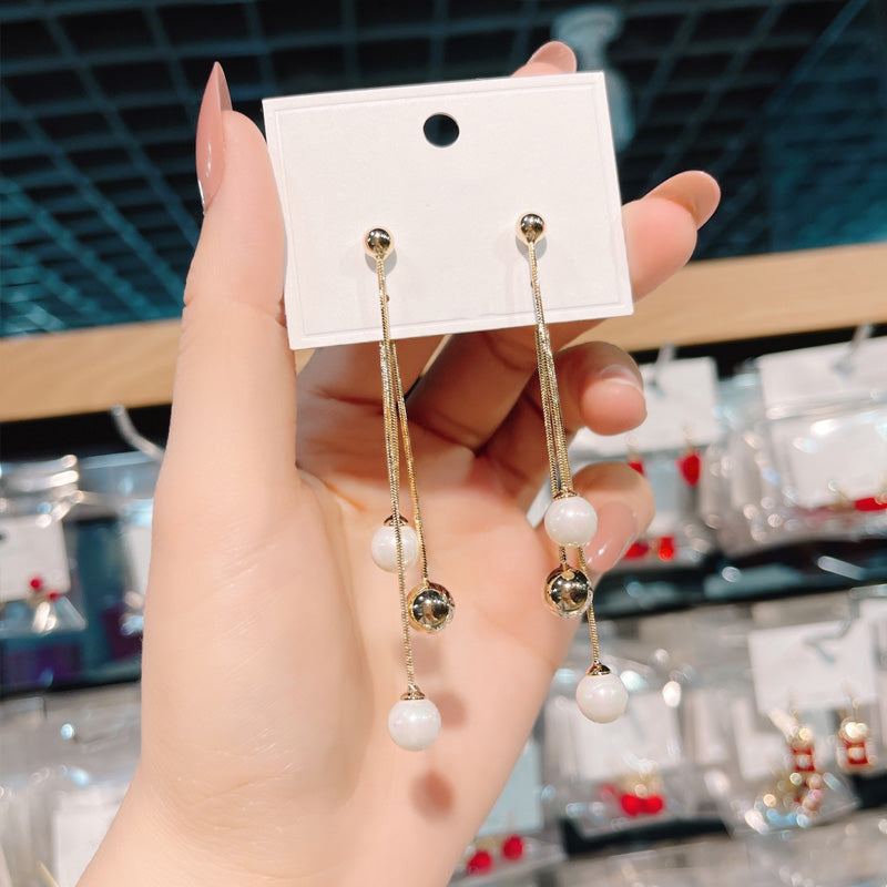 Zeemeer min kraal oorbellen met franjes