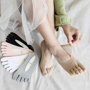 Teensokken voor dames, laag uitgesneden sokken met vijf vingers
