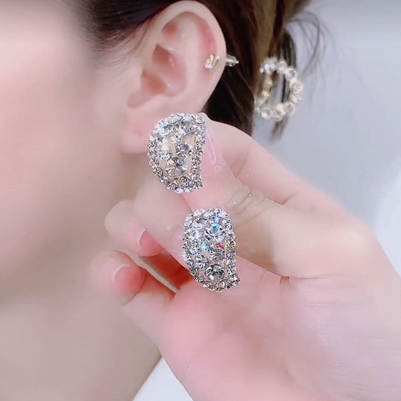 Glitter oorbellen met volledige strass-uitsparing