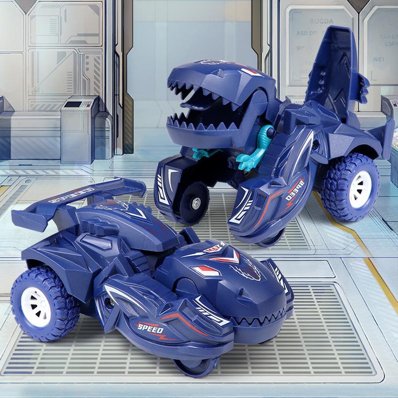 Misvormde dinosaurus glijden speelgoed auto