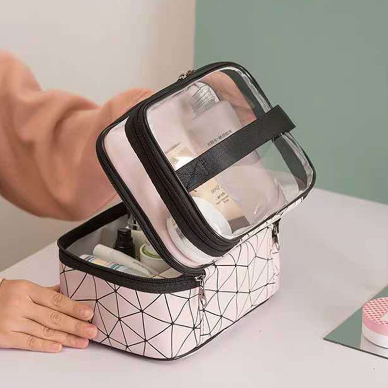 Dubbellaagse make-up tas