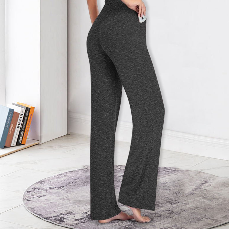 Casual broek met wijde pijpen