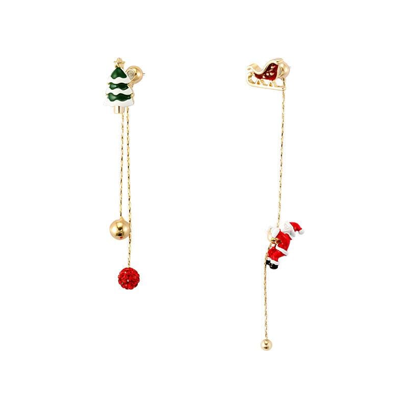 Asymmetrische Santa Oorbellen