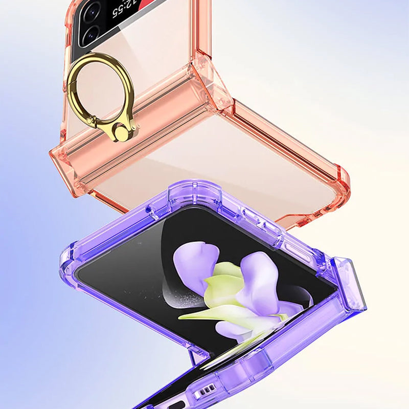 Zachte doorzichtige hoes met ring voor Samsung Galaxy Z Flip4