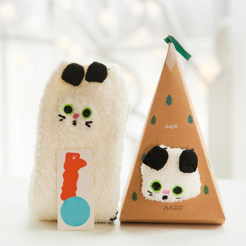 Zachte warme sokken van koraalfleece met kerstthema (4 paar)