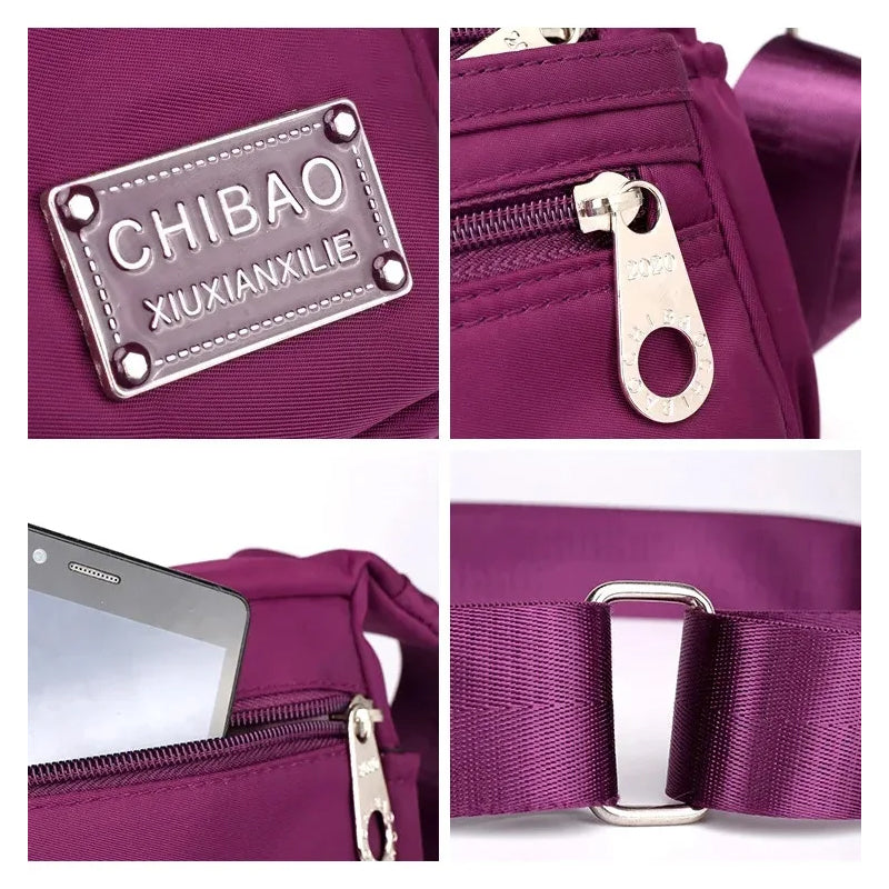 Meerlaagse nylon crossbody tas voor dames