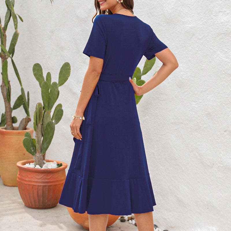 Jurk met hoge taille en V-hals
