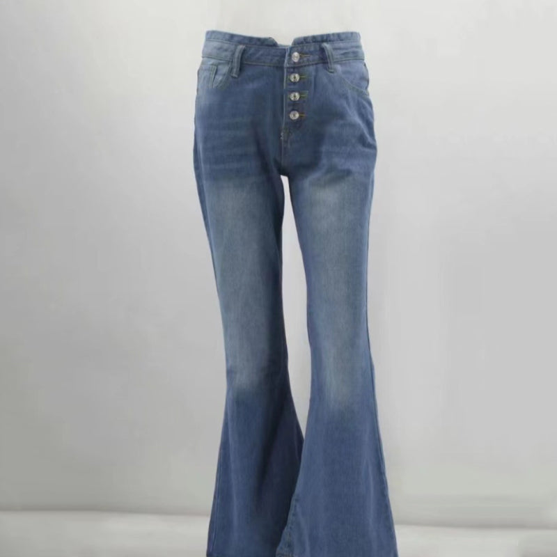 Vintage jeans met hoge taille en wijd uitlopende pijpen uit de jaren 70