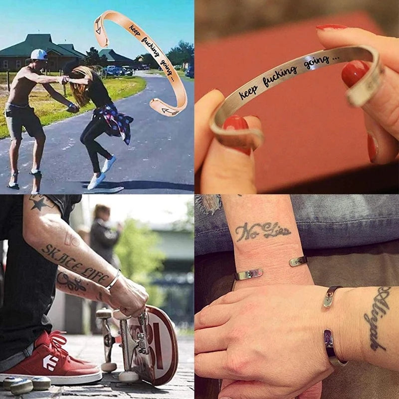 Innerlijke gegraveerde inspirerende manchet armband Bangle