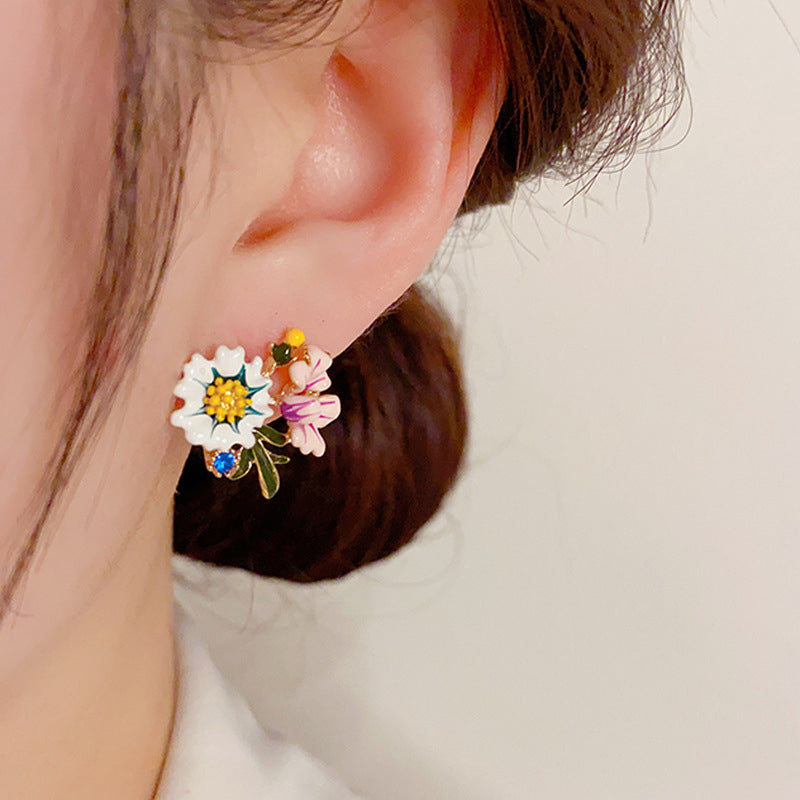 Daisy Flower asymmetrische oorbellen