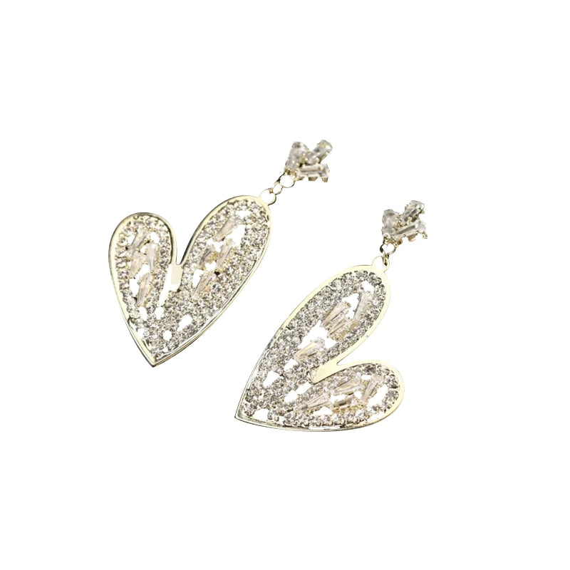 Hartvormige oorbellen met kwastjes van zirkoon