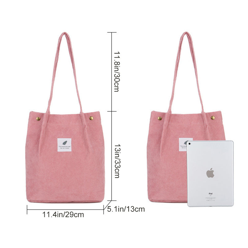 Corduroy draagtas met letterpatch