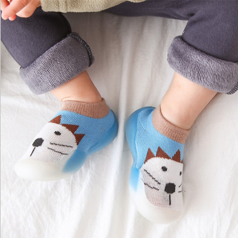 Antislip babyslofjes met dierenpatroon