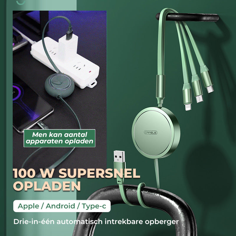 Intrekbare drie-in-één datakabel