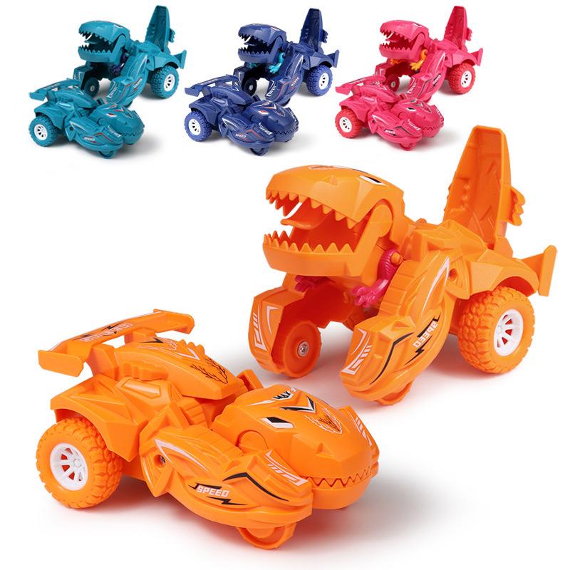 Misvormde dinosaurus glijden speelgoed auto
