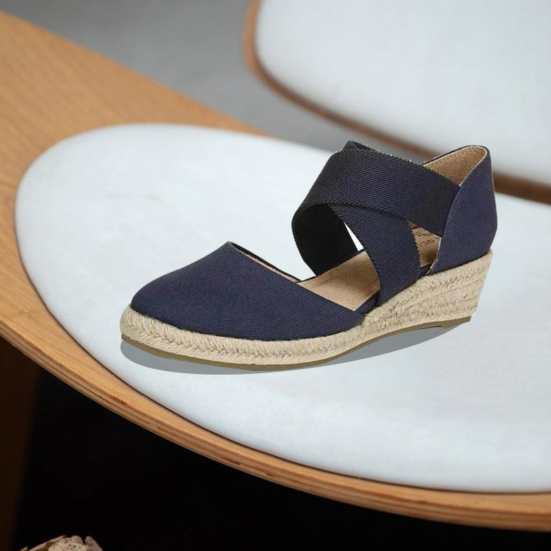 Sandalen met sleehak van hennep touw