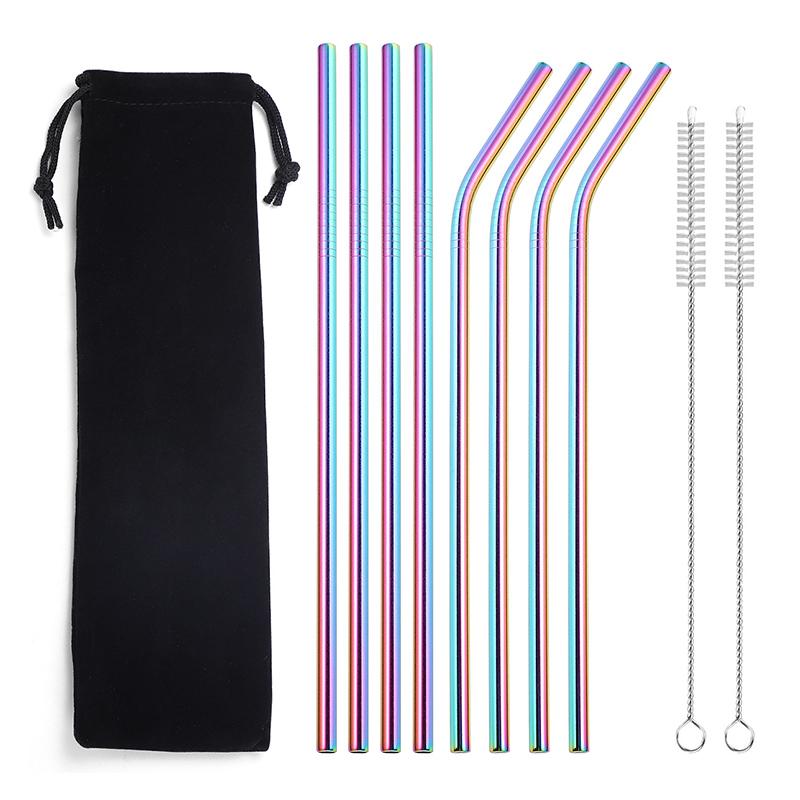Veelkleurige herbruikbare roestvrijstalen rietjes
