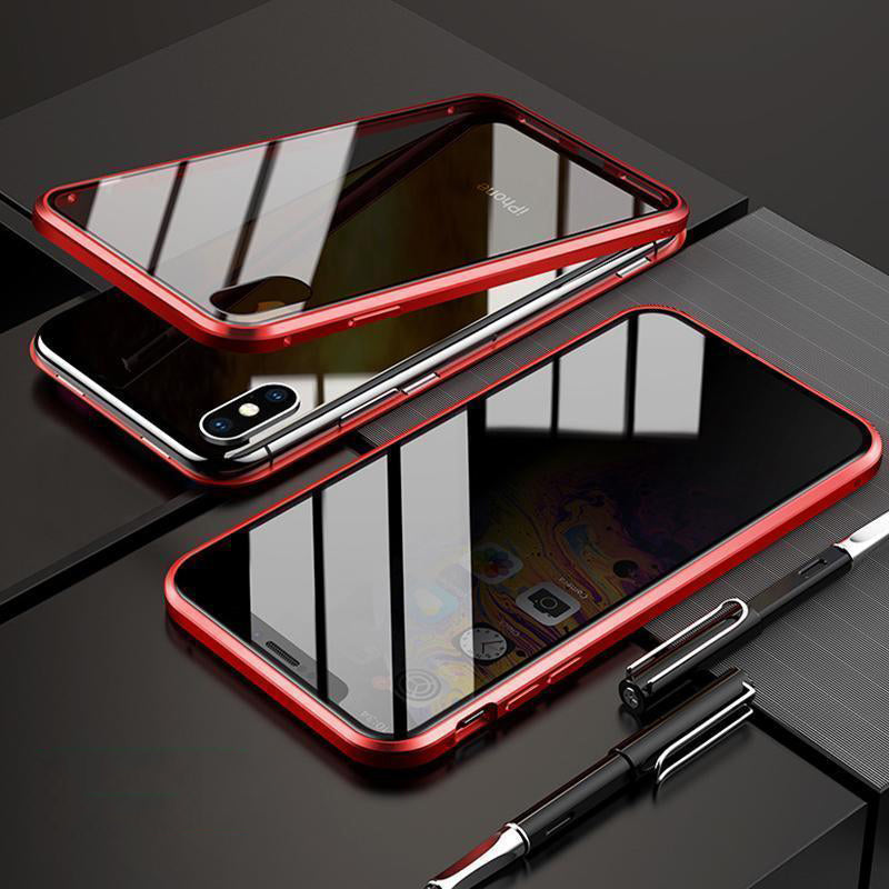 Anti-piep dubbelzijdig magnetisch iPhone-hoesje van gehard glas