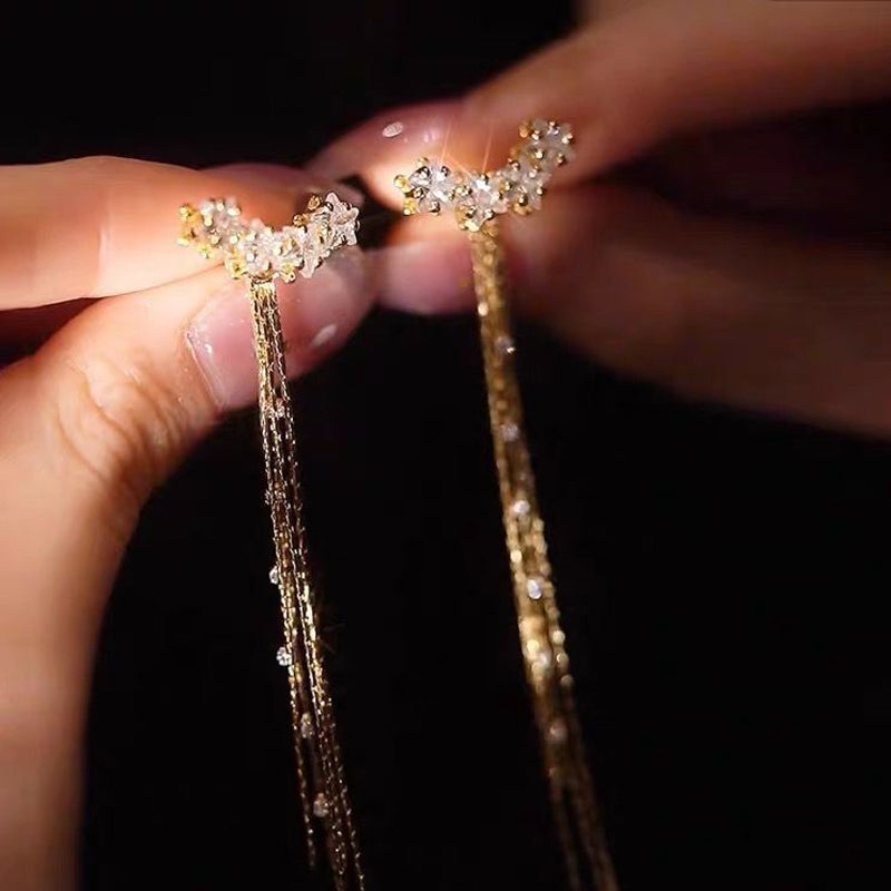 Zirkoon kwastje lange ketting oorbellen