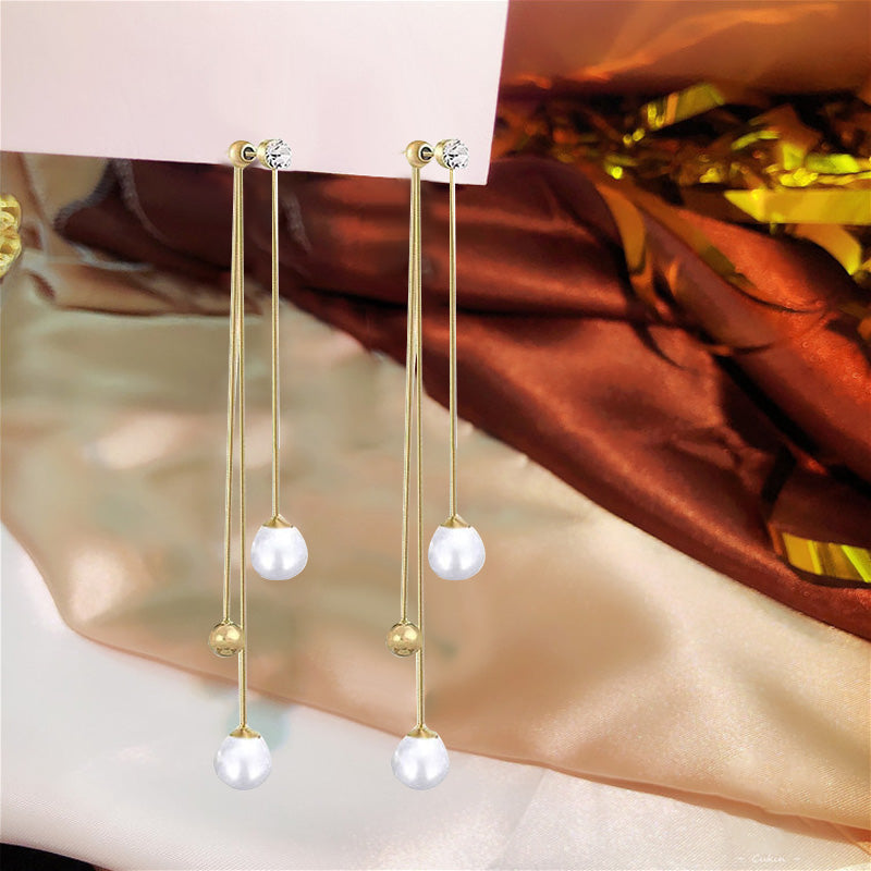 Zeemeer min kraal oorbellen met franjes