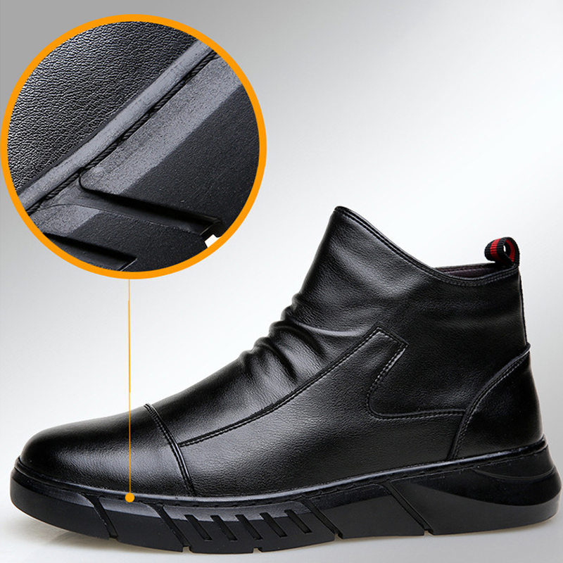 Zwarte Leren Herenlaarzen in Britse Stijl