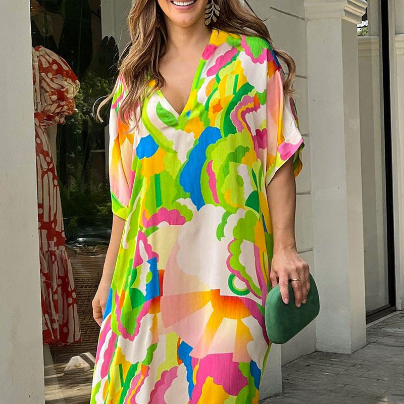 Vrijetijdsjurk met kleurblokkenprint